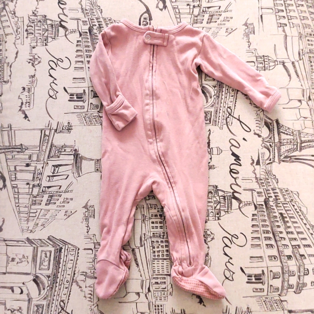 L'ovedbaby Pink 3-6m footed zipper sleeper